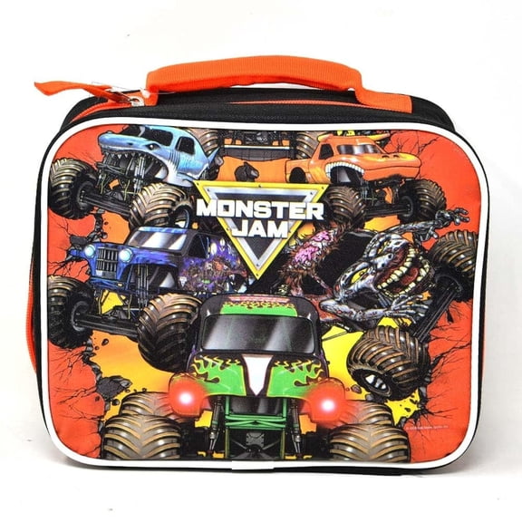 Fast Forward Kids Insulated Lunch Bag with Handle Monster Jam Design Reusable Soft Cooler Lunch Box for Boys & Girls, School, Daycare & Travel