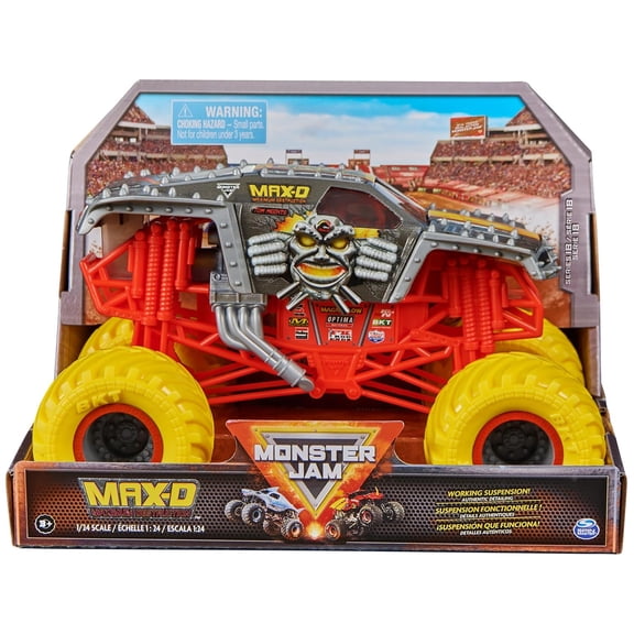 Monster Jam Series 18 Max-D World Champion 1:24 Scale Die-Cast Monster Truck 2023 Edition with Official BKT Tires & Working Suspension