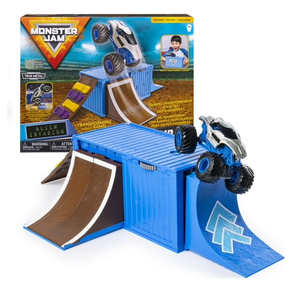 Monster Jam, Ship It & Flip It Transforming Playset with Exclusive 1:64 Scale Die-Cast Monster Jam Truck