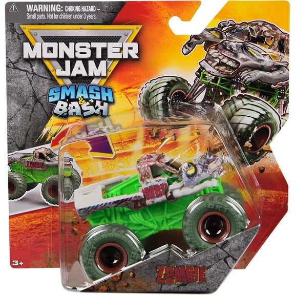 Monster Jam Smash & Bash Zombie, 1:64 Die Cast Repairable Monster Truck, Kids Toys for Boy and Girls Ages 3 and up