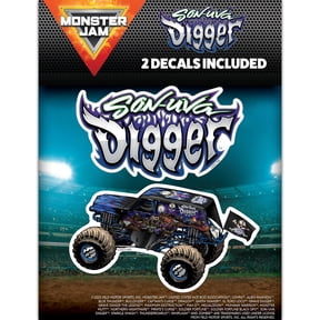 Monster Jam Son-Uva Digger Decals - Set of 2 Monster Truck and Logo Vinyl Stickers for Car, Water Bottle, Laptop, Luggage, Toy Truck