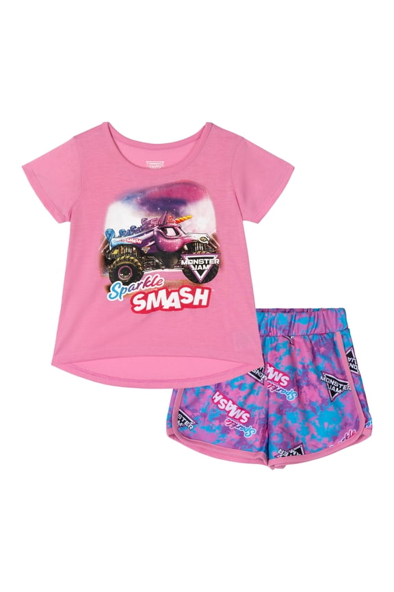 Sparkle Smash T-Shirt and French Terry Dolphin Shorts Outfit Set Logo Toddler to Big Kid