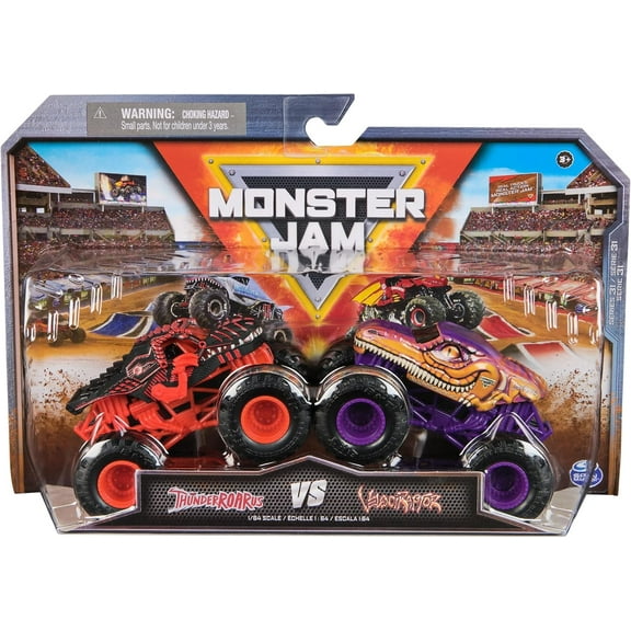 Monster Jam, ThunderROARus Vs. Velociraptor Die-Cast Vehicles, 1:64 Scale