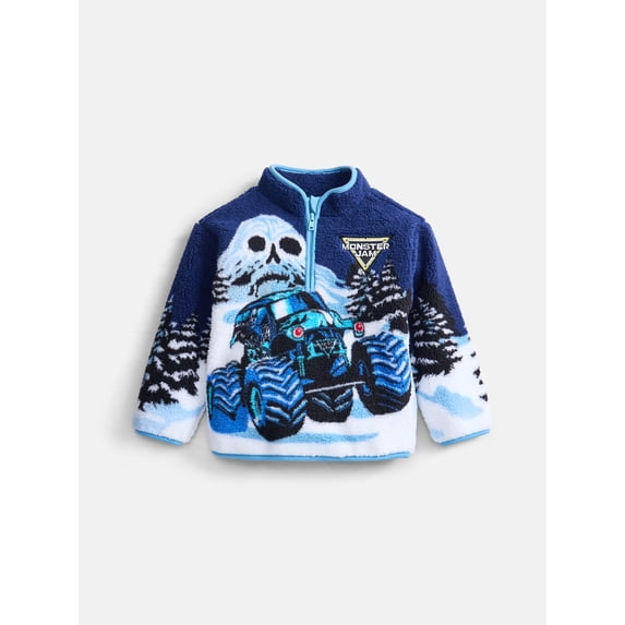 Monster Jam Toddler Boys Graphic Cozy Half Zip Pullover, Sizes 12M-5T