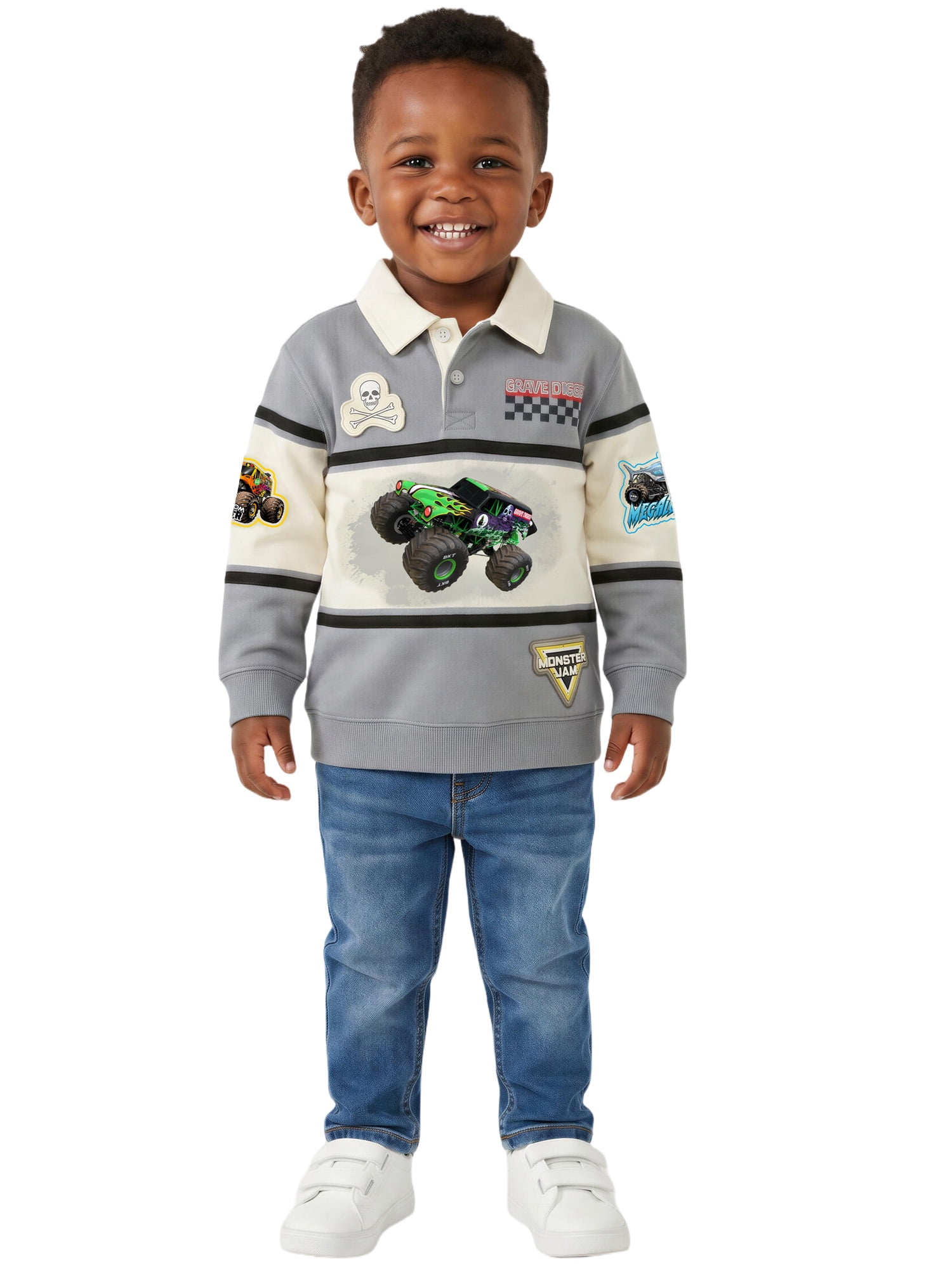 Monster Jam Toddler Boy Long Sleeve Rugby Shirt, Sizes 12M-5T