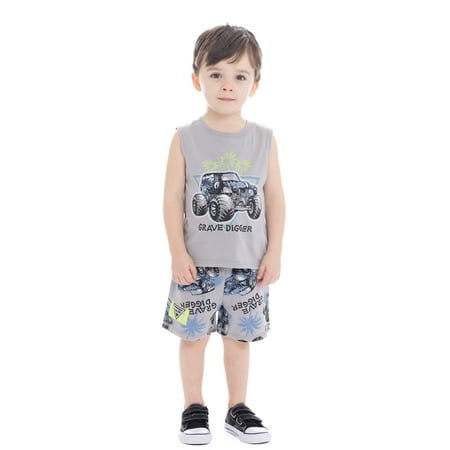 Bluey Monster Jam Toddler Boys Graphic Print Tank Top and Shorts Set, 2-Piece, Sizes 12M-5T