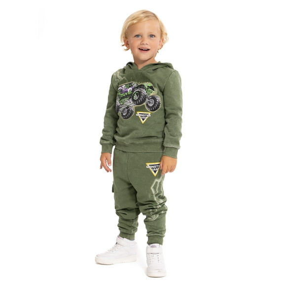 Monster Jam Toddler Boys Hooded Graphic Sweatshirt and Jogger Pants Set, 2-Piece, Sizes 12M-5T