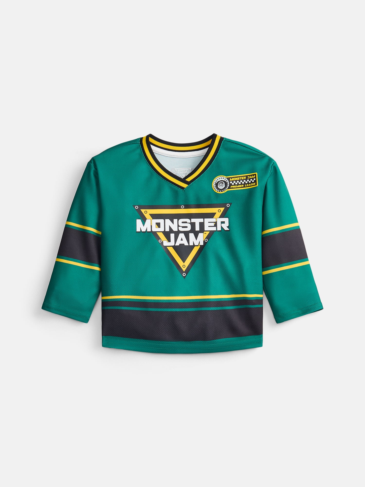 Monster Jam Toddler Boys Graphic Hockey Jersey with Long Sleeves, Sizes 12M-5T