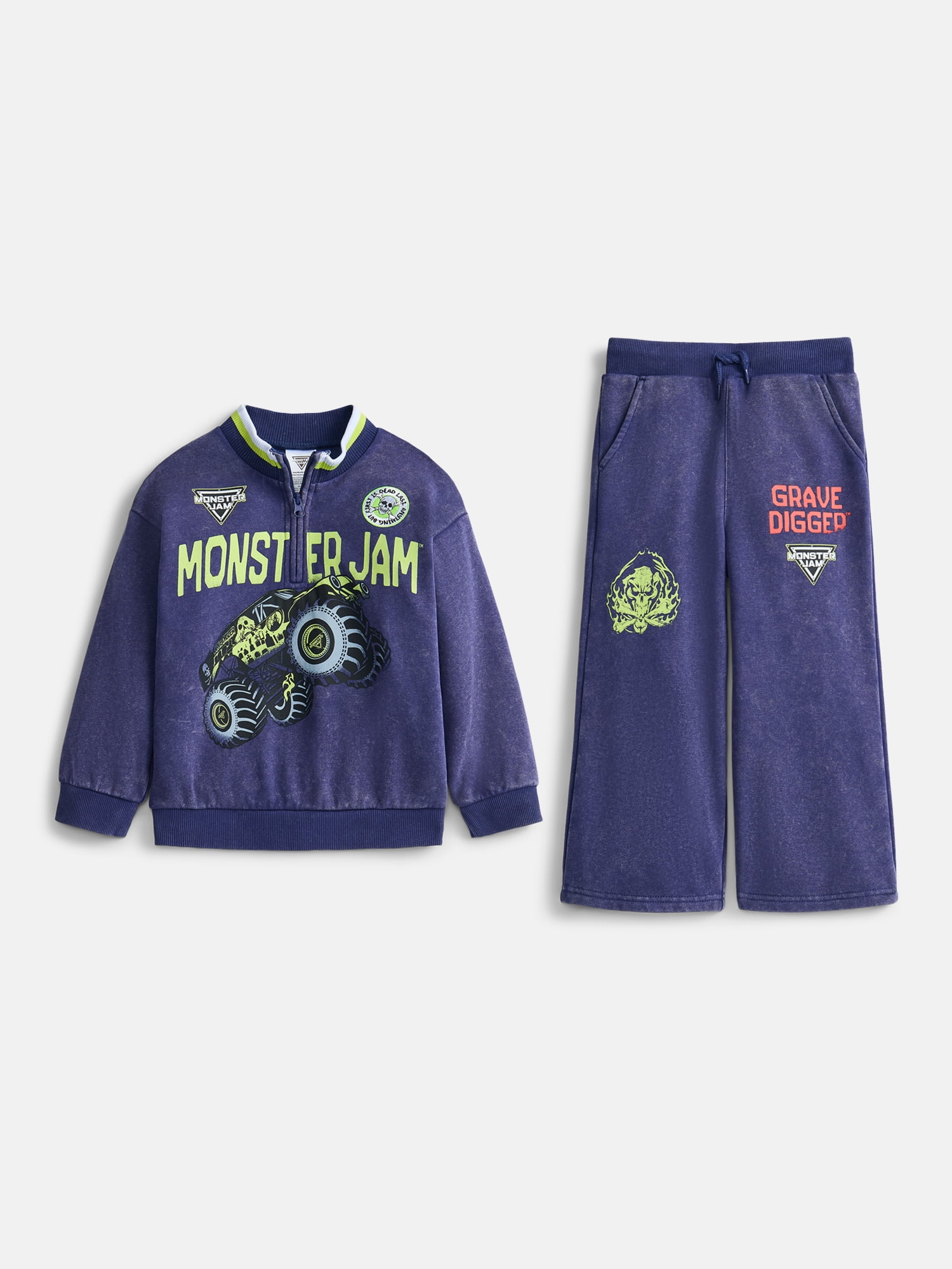 Monster Jam Toddler Boys Quarter Zip Pullover and Pants Set, 2-Piece, Sizes 12M-5T