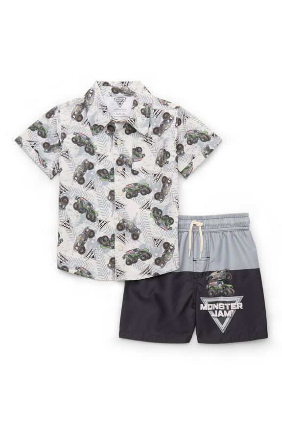 Character Toddler Boy Resort Shirt and Swim Trunk Set, 2-Piece, Sizes 12M - 5T