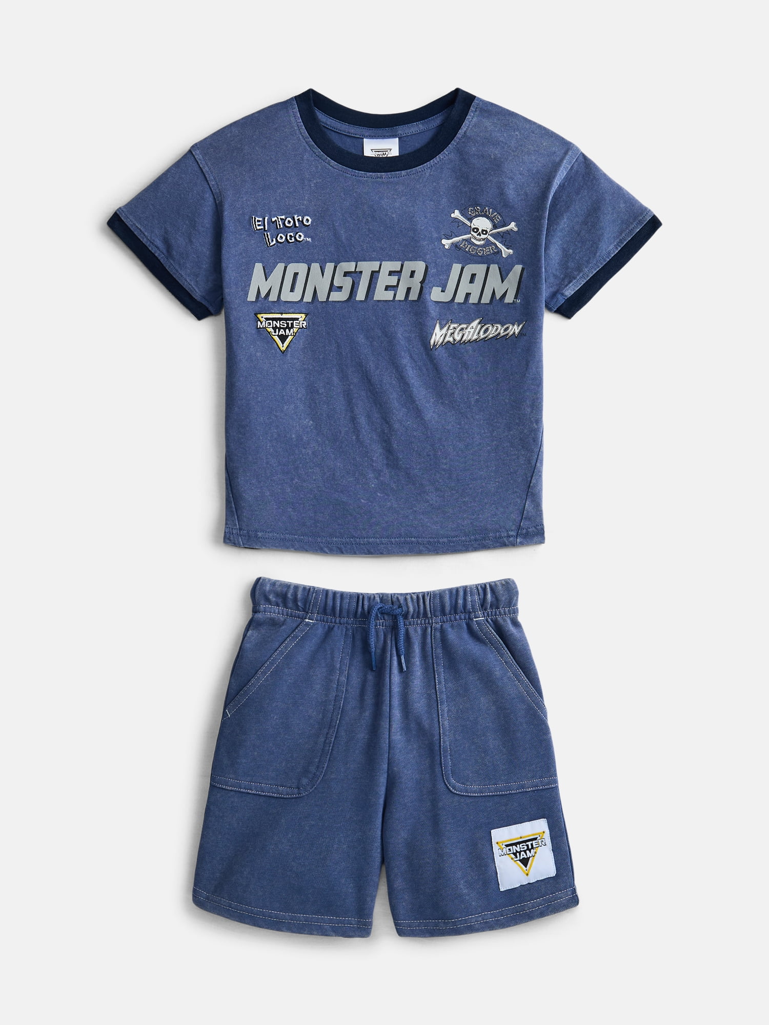 Monster Jam Toddler Boys Short Sleeve Graphic Tee and Matching Shorts Outfit Set, 2-Piece, Sizes 12M-5T
