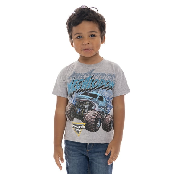 Monster Jam Toddler Megalodon Short Sleeve Graphic T-Shirt, Sizes 12 Months-5T