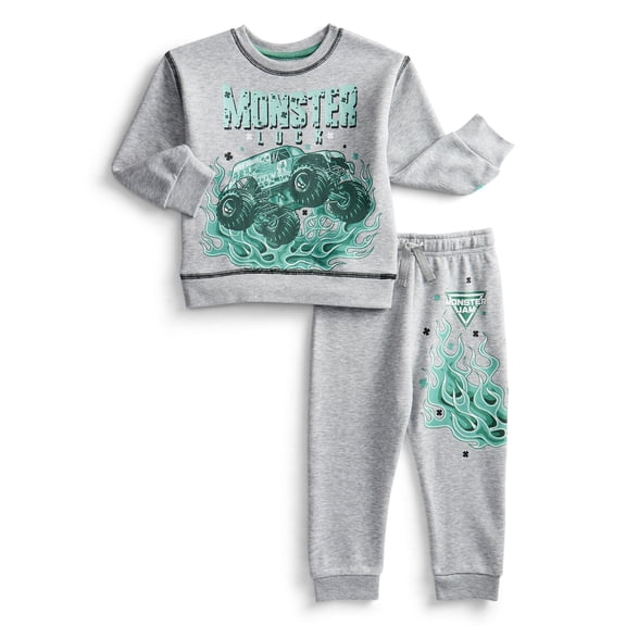 St Patrick’s Day Monster Jam Toddler Boys Graphic Sweatshirt and Sweatpants Set, 2-Piece, Sizes 12M-5T