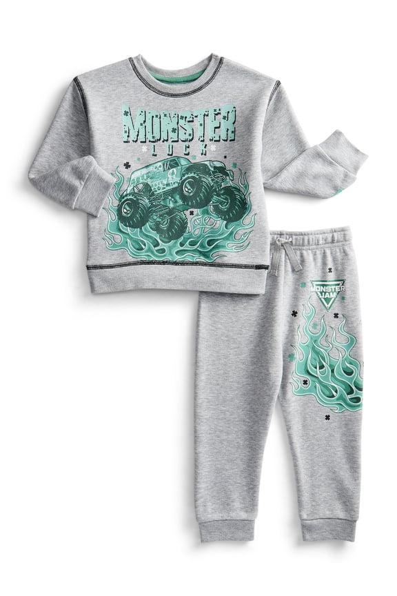 St Patrick’s Day Monster Jam Toddler Boys Graphic Sweatshirt and Sweatpants Set, 2-Piece, Sizes 12M-5T