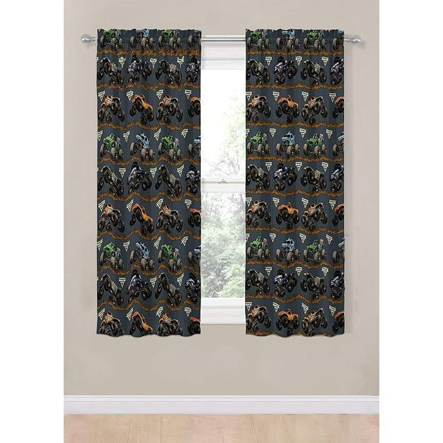 Monster Jam Tracks MultiColor 63 inch Drapes For Kids Bedroom