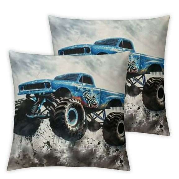 Monster Jam Truck Pillow Covers Boys Room Decor Colorful Monster Truck Kids Decorative Throw Pillow for Toddler Nursery Bedroom Cartoon Car Cushion Cases Couch Sofa Dorm Home Decoration