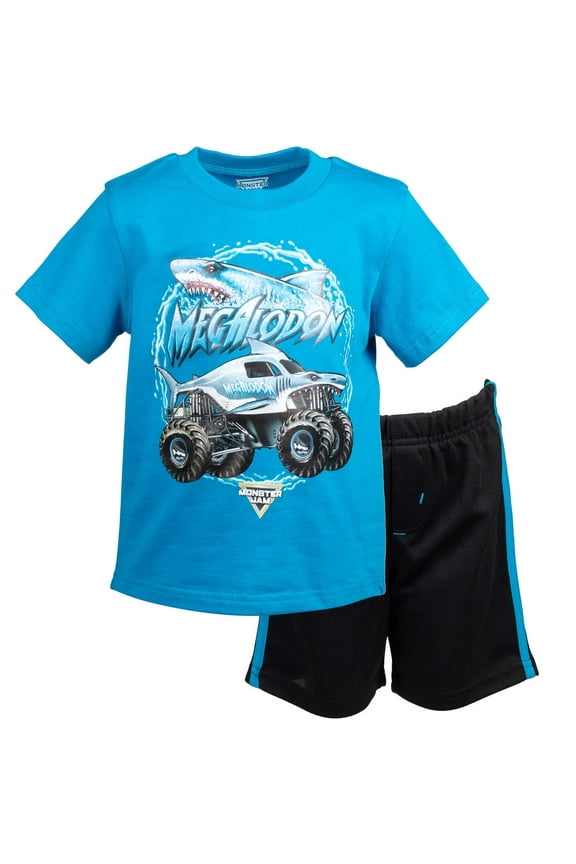 Trucks Megalodon Toddler Boys Graphic T-Shirt & Mesh Shorts Blue / Black 3T
