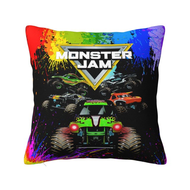 Monster Jam Trucks Throw Pillow Covers For Couch Sofa Cute Lovers