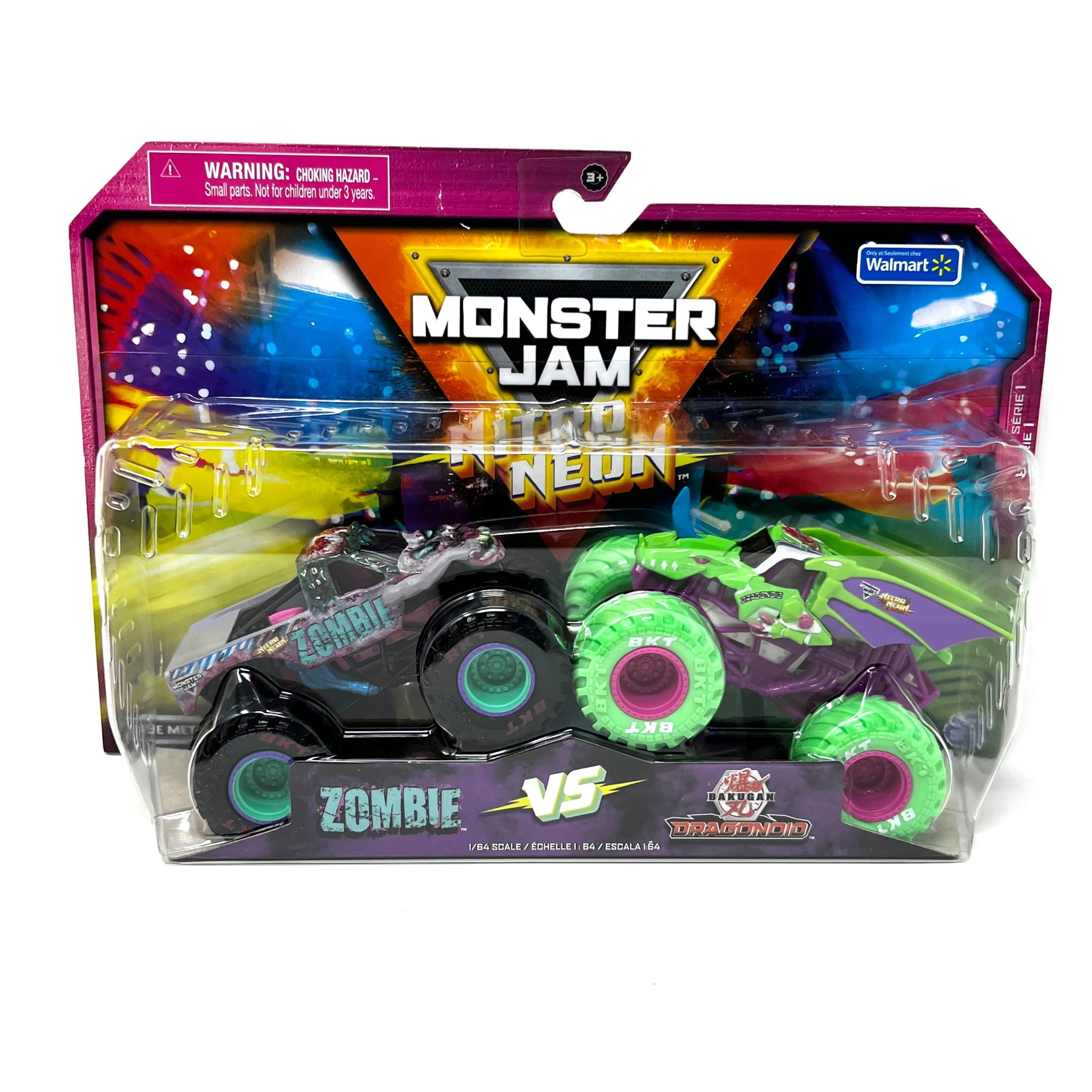 Monster Jam Walmart Exclusive Zombie Vs Dragonoid 1:64 Off Road Trucks ...