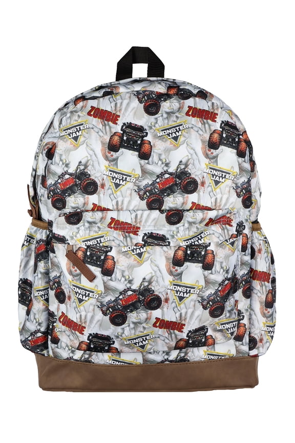 Monster Jam Zombie Backpack All Over Design 16" Book Bag School Tech Sleeve