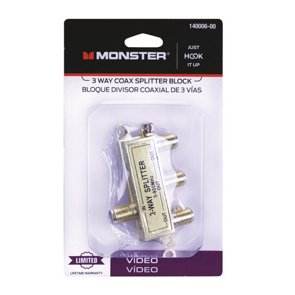 Monster Jhiu 140006-00 3 Way Coax Splitter - pack of 4
