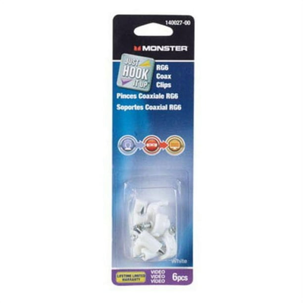 Monster Jhiu 14002700 White RG6 Coax Cable Clips