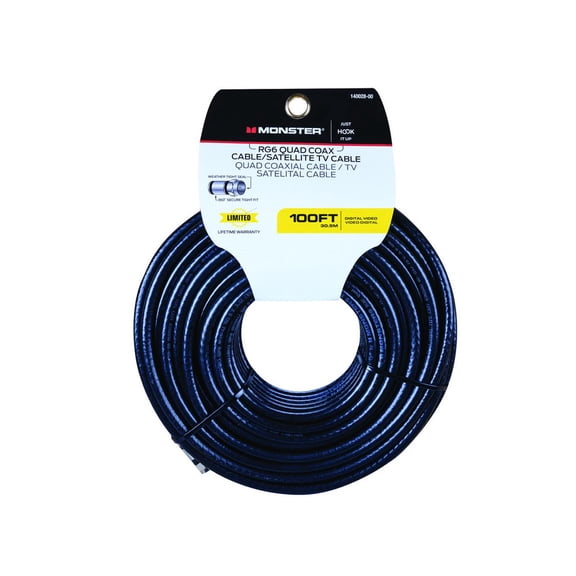 Monster Jhiu 140028-00 100 ft.. Black 75 Ohm Digital Video Coaxial Cable