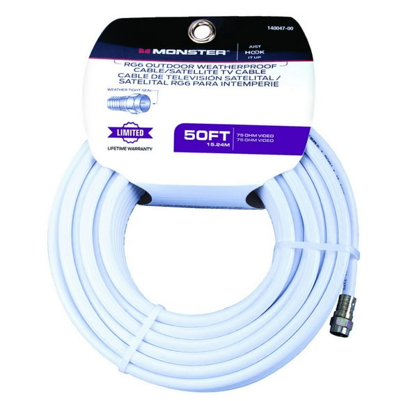 Monster Jhiu 140047-00 50 ft. White RG6 Video Coaxial Cable