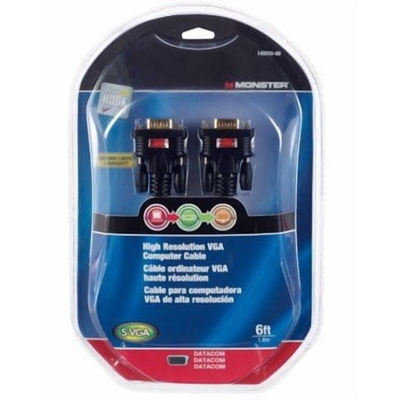 Monster Jhiu 140050-00 6 ft. Black VGA Video Cable