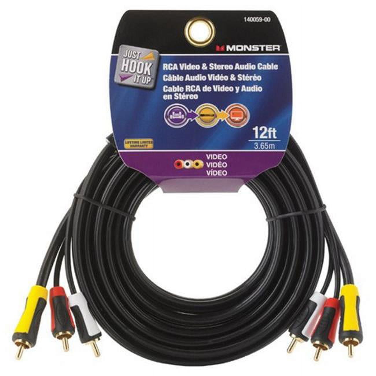 Monster Jhiu 140059-00 12 ft. Black Economy Composit Audio Monster Jhiu 140059-00 12 ft. Black Economy Composit Audio
