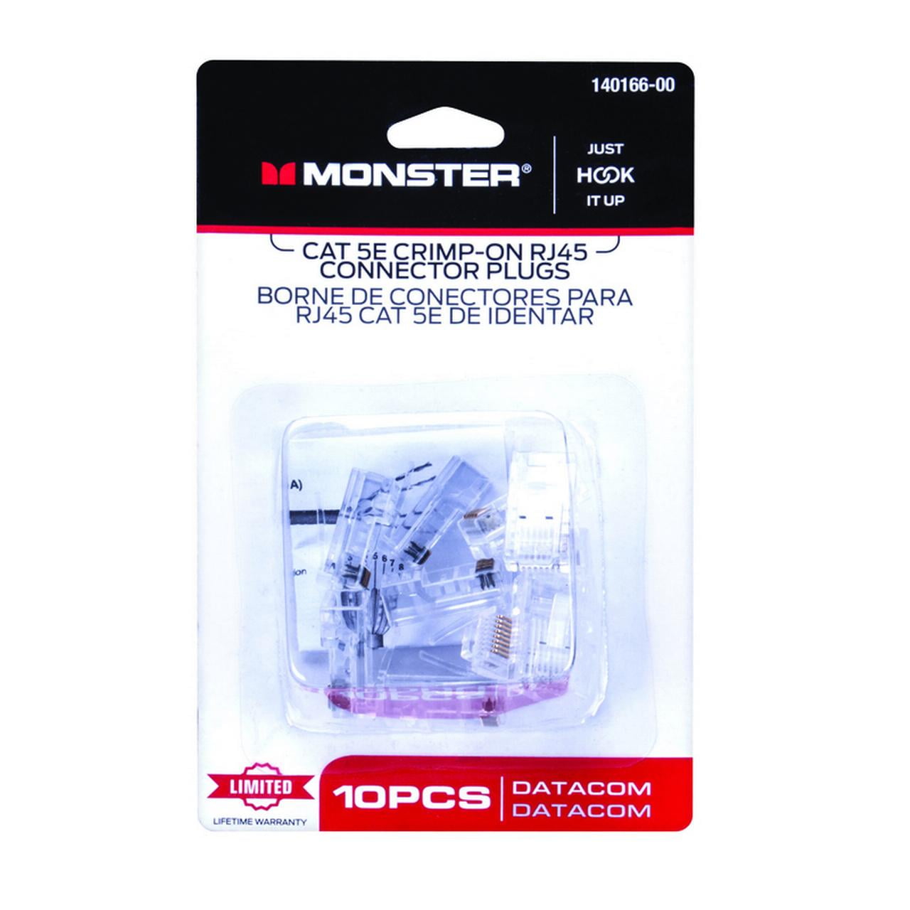 Monster Jhiu 140166-00 RJ-45 Clear Category 5E Crimp-On Connector Plugs