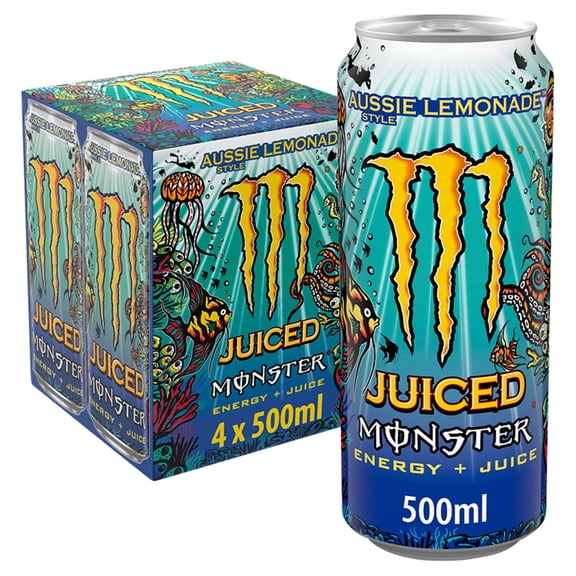 Monster Juiced Aussie Style Lemonade 4X500ml, Imported from Britain