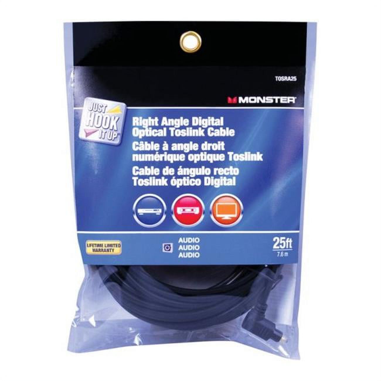 Monster Just Hook It Up 25 ft. L Digital Optical Toslink Cable Digital ...