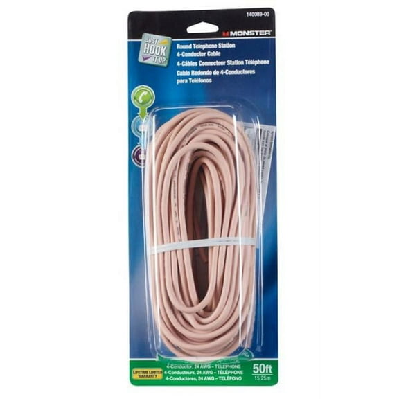 Monster Just Hook It Up 50 ft. L Beige Telephone Station Wire