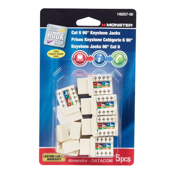 JACK CAT6 90 ALMOND 5PK by MONSTER JHIU MfrPartNo 140257-00