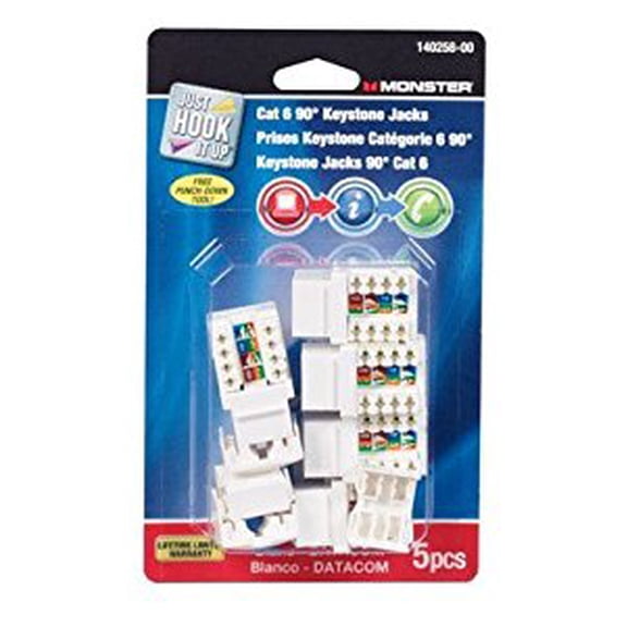 Monster Jhiu 140258-00 Category 6 Keystone Jacks in White