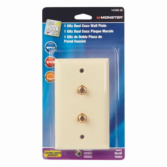 Monster Just Hook It Up Ivory 1 Gang Plastic Coaxial Wall Plate
