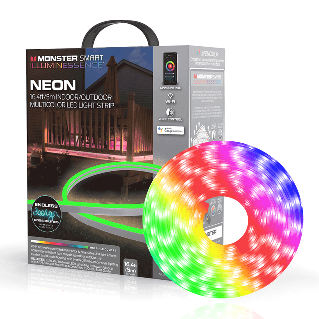 Monster LED 16.4ft Smart Outdoor Multi-Color Neon LED Light Strip, Mobile App, Corded Electric