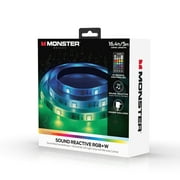 Monster LED 16.4ft Sound Reactive Multi-Color Multi-White Light Strip with Remote Control, Indoor Ambiance Use