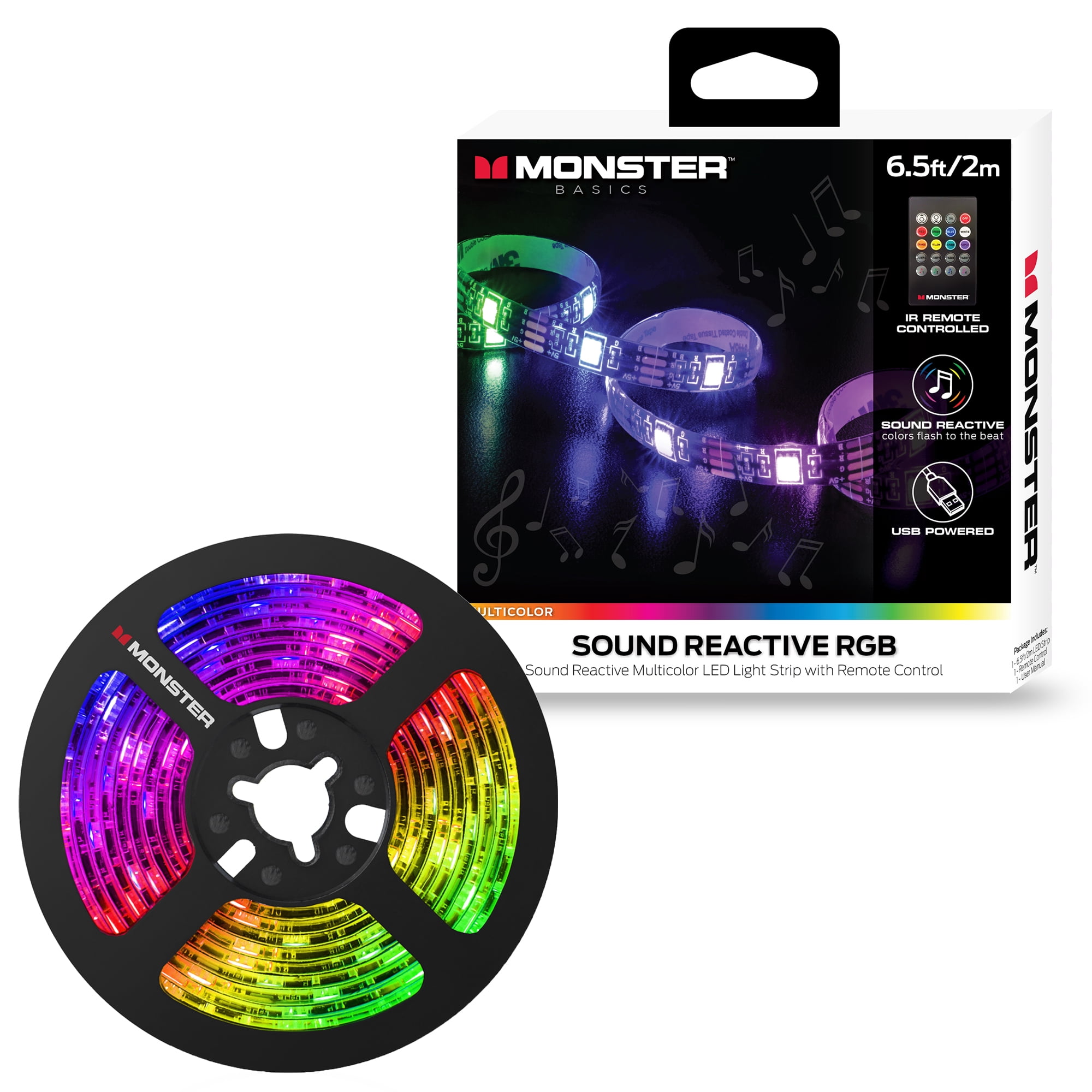 Monster 6.5' Multi-Color Sound Reactive LED Light Strip ,Multi