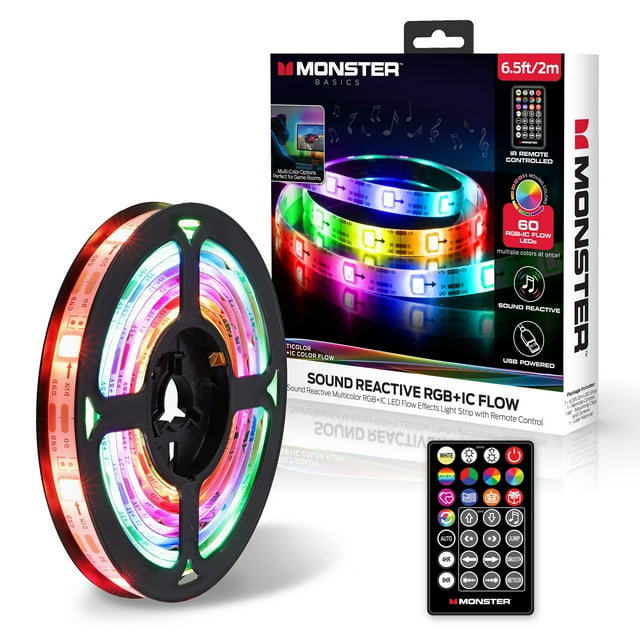 Monster LED 6.5ft MultiColor Color Flow Light Strip, Indoor, Flash