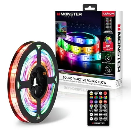 Monster LED 6.5ft Multi-Color Color Flow Light Strip, Indoor, Flash Mode Remote, Corded Electric price history and forecast - Monster MLB7-2082-RGB