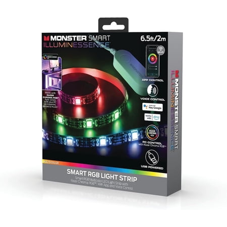 Monster Smart Illuminessence 6.5ft Indoor LED Strip Lights, Multicolor LED Lights for Bedroom, App Control price history and forecast - Monster MLB7-1025-WHT