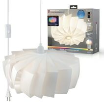 Monster LED Bloom 15ft Hanging Pendant White Lamp with 1 Smart A19 Light Bulb, Fold, Novelty