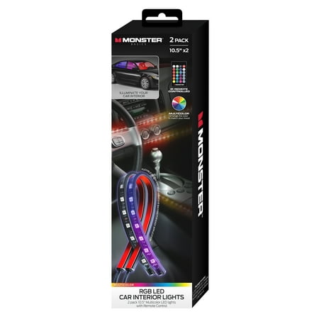 Monster LED Multicolor Automotive Interior Accent Lights, Customizable with Remote, 2-Pack price history and forecast - Monster MLB7-1088-RGB