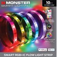Type S Plug And Glow 24 Multi Color Light Strips Monster Smart 10ft Indoor Multi-Color LED Light Strip, Sound Reactive