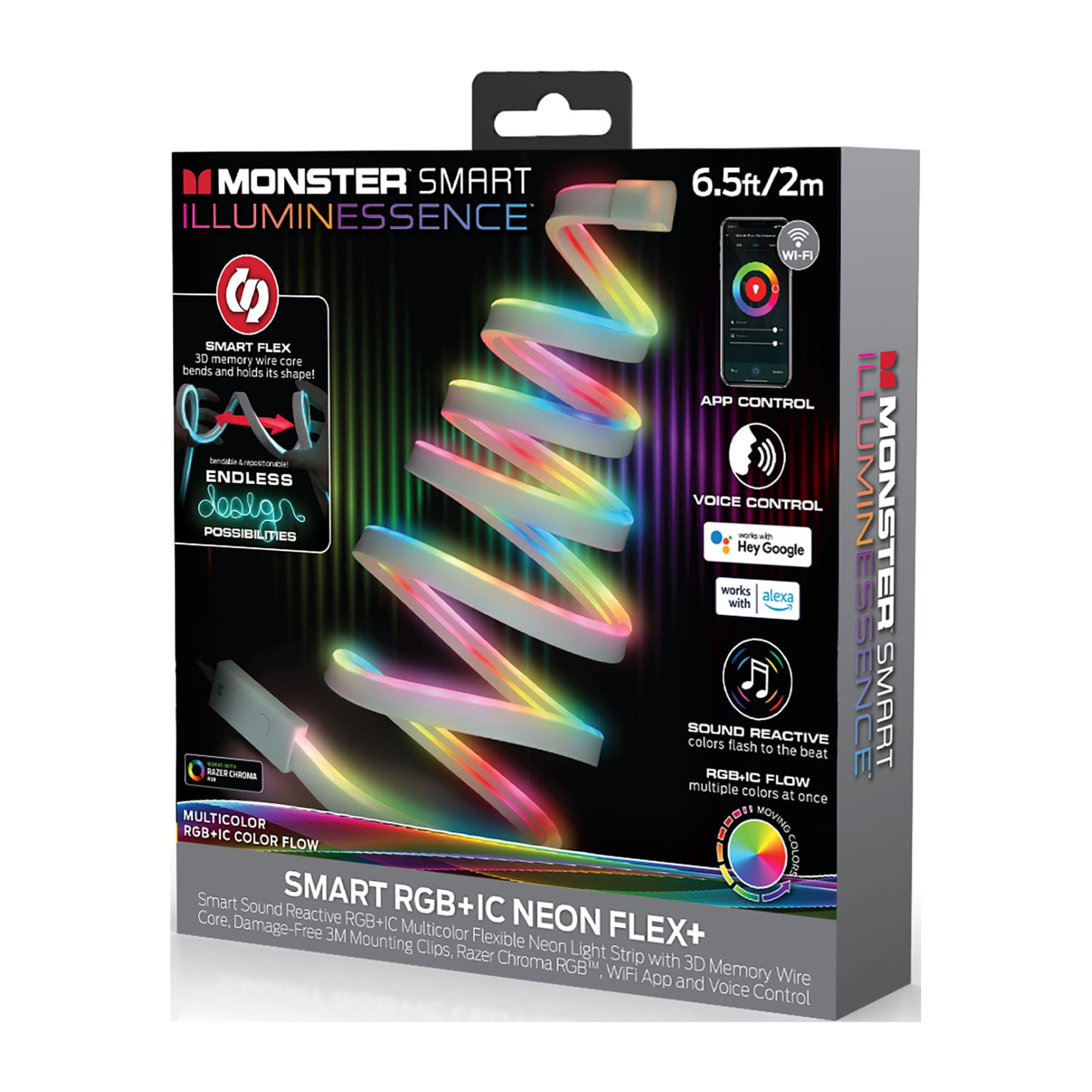 Xtreme 6.5ft Lit Multicolor Neon LED Strip, Customizable, 20 Flash Modes,  0.25 lb, Remote Control 