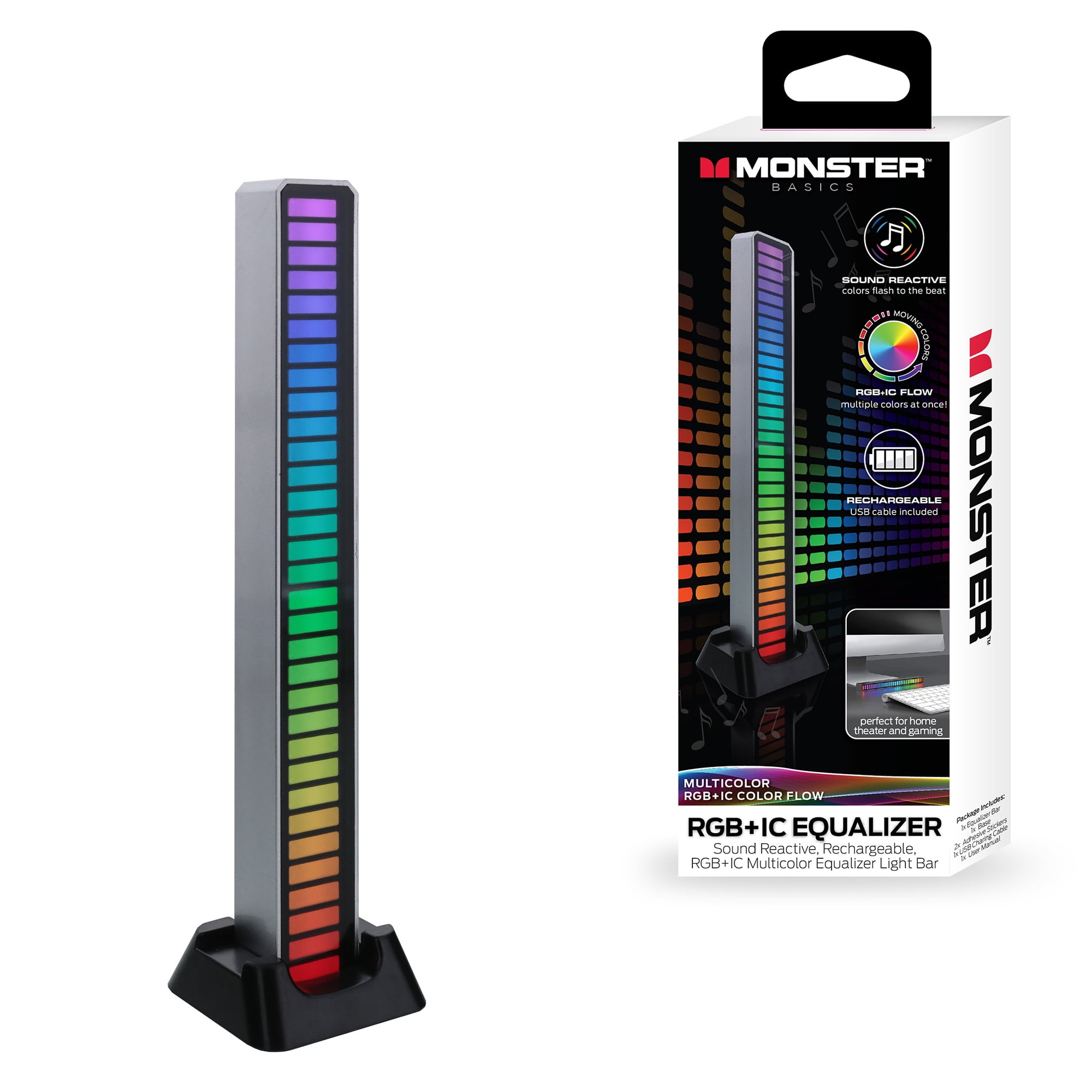 Monster LED Sound-Reactive Rechargeable Multi-Color Color Flow LED Equalizer  Light Bar, Livingroom - Walmart.com