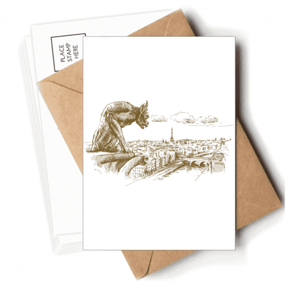 Monster Landmark Sketch Landscape Postcards Envelopes Blank Note Cards Mailing