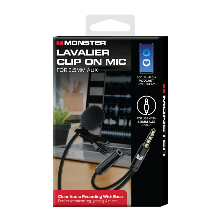 Monster Lavalier Clip-on Microphone for Headphone Jack, Universal